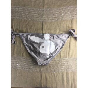 New Women’s Vintage Playboy Swimsuit Bikini Bottoms Silver Size 10